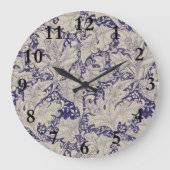 ウィリアムモリスウォーフラワーフローラブルーダマスク ラージ壁時計 (正面)