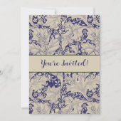 ウィリアムモリスウォーフラワーフローラブルーダマスク 招待状 (正面)