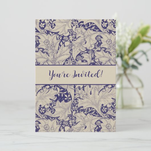 ウィリアムモリスウォーフラワーフローラブルーダマスク 招待状 (スタンド正面)