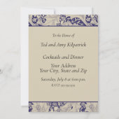 ウィリアムモリスウォーフラワーフローラブルーダマスク 招待状 (裏面)