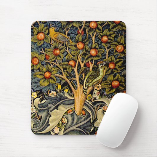 ウィリアムモリスウッドペッカータペストリーバードフローラ マウスパッド (マウス)