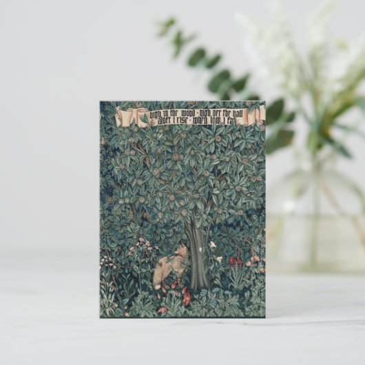 ウィリアムモリスウッドランドタペストリーキツネ ポストカード (スタンド正面)