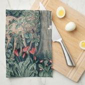 ウィリアムモリスウッドランドタペストリーディアスタグ キッチンタオル (四つ折り)