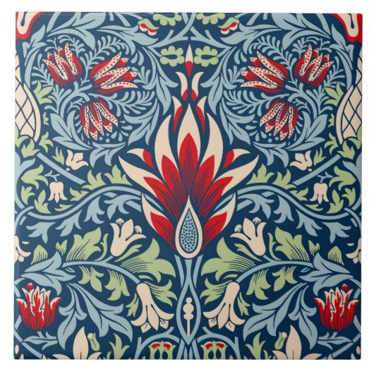 ウィリアムモリスカタムケスヘッドフリティラリーフローラデザイン タイル (正面)