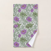 ウィリアムモリスキクフローラパープルグリーン バスタオルセット (ハンドタオル)