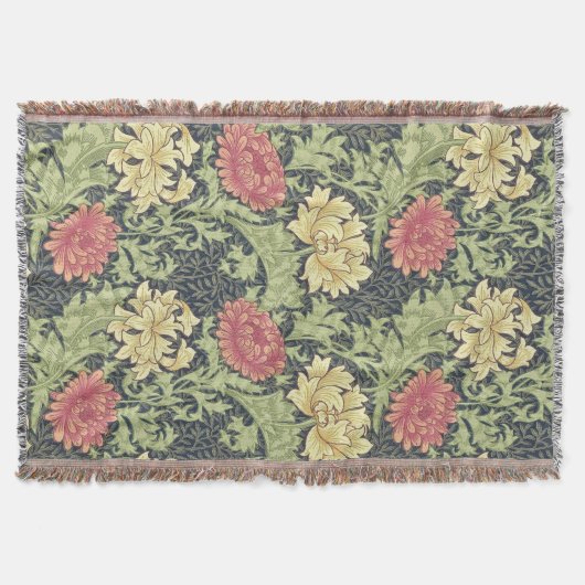 ウィリアムモリスキクヴィンテージフローラアート スローブランケット (正面)