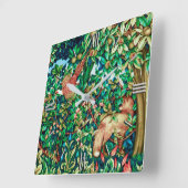 ウィリアムモリスキツネ&フェアジャンタペストリープリント スクエア壁時計 (傾斜)