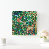 ウィリアムモリスキツネ&フェアジャンタペストリープリント スクエア壁時計 (ホーム)