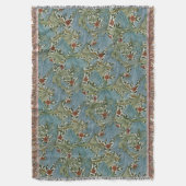 ウィリアムモリスグランヴィルヴィンテージフローラルパターン スローブランケット (正面縦)