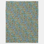 ウィリアムモリスグランヴィルヴィンテージフローラルパターン フリースブランケット (正面)