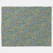 ウィリアムモリスグランヴィルヴィンテージフローラルパターン フリースブランケット (正面(横))