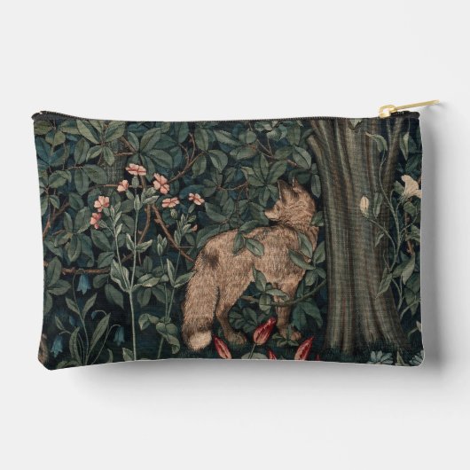ウィリアムモリスグリーンリーキツネ野生生物 アクセサリーポーチ (裏面)