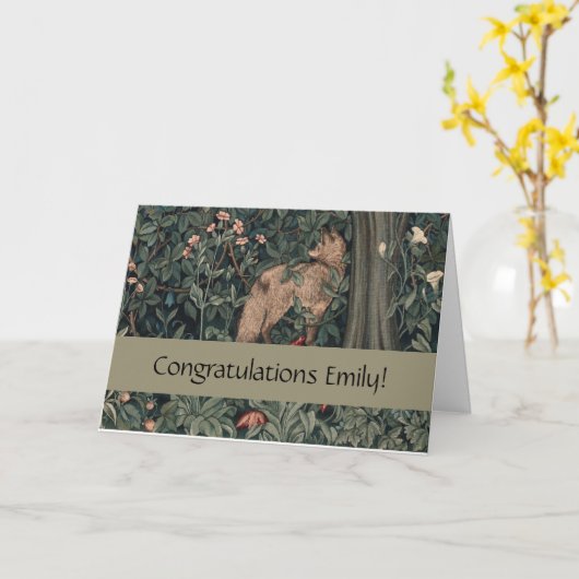 ウィリアムモリスグリーンリーキツネ野生生物 カード (黄色い花)