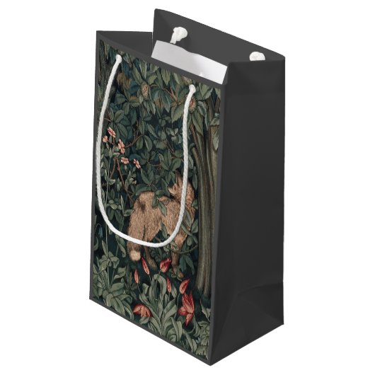 ウィリアムモリスグリーンリーキツネ野生生物 スモールペーパーバッグ (裏面アングル)
