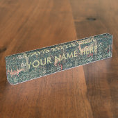 ウィリアムモリスグリーンリーキツネ野生生物 デスクネームプレート (側面)