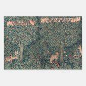 ウィリアムモリスグリーンリーキツネ野生生物 ラッピングペーパーシート (正面2)