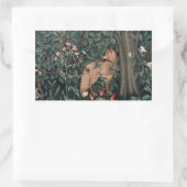 ウィリアムモリスグリーンリーキツネ野生生物 長方形シール (バッグ)