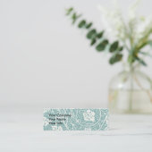 ウィリアムモリスグレープパターンティール(緑がかった色)ターコイズ スキニー名刺 (スタンド正面)