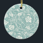 ウィリアムモリスグレープパターンティール（緑がかった色）ターコイズ セラミックオーナメント<br><div class="desc">1800年代に多くのヴィンテージフローラ繊維デザインやフローラ壁紙デザインを製造したウィリアム・モリスのヴィンテージブドウつる植物壁紙デザインをベースにしたヴィンテージブドウ壁紙パターン。グレープパターンは彼の会社最高のの一つである。このヴィンテージグレープテキスタイルは、グラフィック詳細の複雑なブドウとブドウのスケッチである。ぶどう好きでワファッションドイン好きビクトリアンに最適な素敵な古い花の柄。</div>