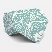 ウィリアムモリスグレープパターンティール(緑がかった色)ターコイズ ネクタイ (ロール)