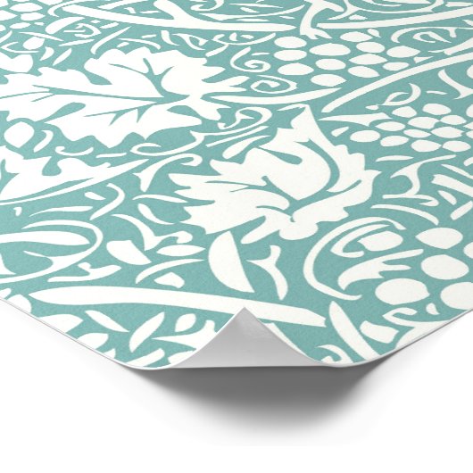 ウィリアムモリスグレープパターンティール(緑がかった色)ターコイズ ポスター (角)