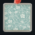 ウィリアムモリスグレープパターンティール（緑がかった色）ターコイズ メタルオーナメント<br><div class="desc">1800年代に多くのヴィンテージフローラ繊維デザインやフローラ壁紙デザインを製造したウィリアム・モリスのヴィンテージブドウつる植物壁紙デザインをベースにしたヴィンテージブドウ壁紙パターン。グレープパターンは彼の会社最高のの一つである。このヴィンテージグレープテキスタイルは、グラフィック詳細の複雑なブドウとブドウのスケッチである。ぶどう好きでワファッションドイン好きビクトリアンに最適な素敵な古い花の柄。</div>