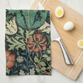 ウィリアムモリスコンプトンフローラアールヌーボーパターン キッチンタオル (四つ折り)
