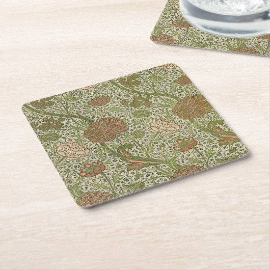 ウィリアムモリスコーレイセージフラワーフローラ植物学 スクエアペーパーコースター (アングル)