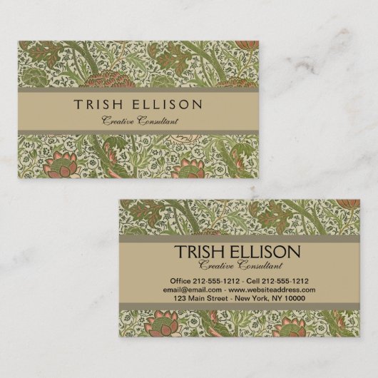 ウィリアムモリスコーレイセージフラワーフローラ植物学 名刺 (正面/裏面)