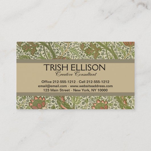 ウィリアムモリスコーレイセージフラワーフローラ植物学 名刺 (裏面)