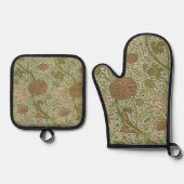 ウィリアムモリスコーレイセージフラワーフローラ植物学 鍋つかみ&鍋敷きセット (正面)