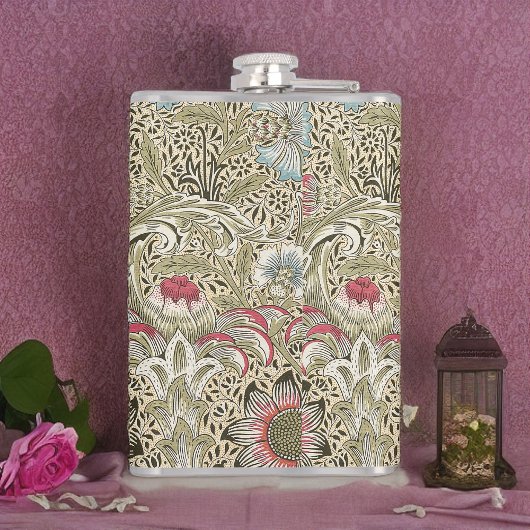 ウィリアムモリスコーンクルクリームブルーとピンク フラスク
