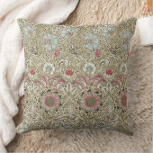 ウィリアムモリスコーンクルクリームブルー&バラ クッション (ブランケット)