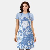 ウィリアムモリスコーンフラワーブルーフローラモノグラム エプロン (着用した状態)