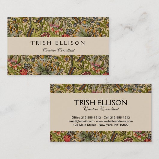 ウィリアムモリスゴールデンリリーアンティーク 名刺 (正面/裏面)