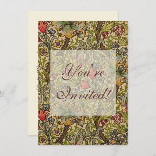 ウィリアムモリスゴールデンリリーアンティーク 招待状 (正面/裏面)