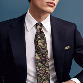 ウィリアムモリスゴールデンリリーパープルグリーンヴィンテージ ネクタイ