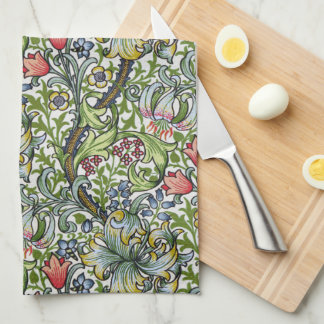 ウィリアムモリスゴールデンリリーフローラチンツパターン キッチンタオル