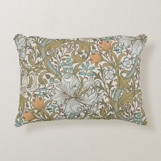 ウィリアムモリスゴールデンリリーブルークラシック金ゴールド アクセントクッション (正面)