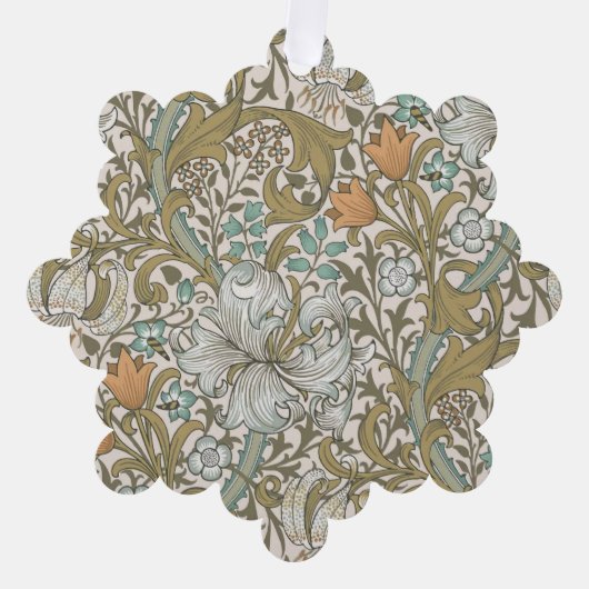 ウィリアムモリスゴールデンリリーブルークラシック金ゴールド オーナメントカード (正面)