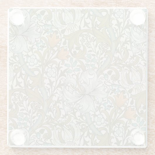 ウィリアムモリスゴールデンリリーブルークラシック金ゴールド ガラスコースター (裏面)