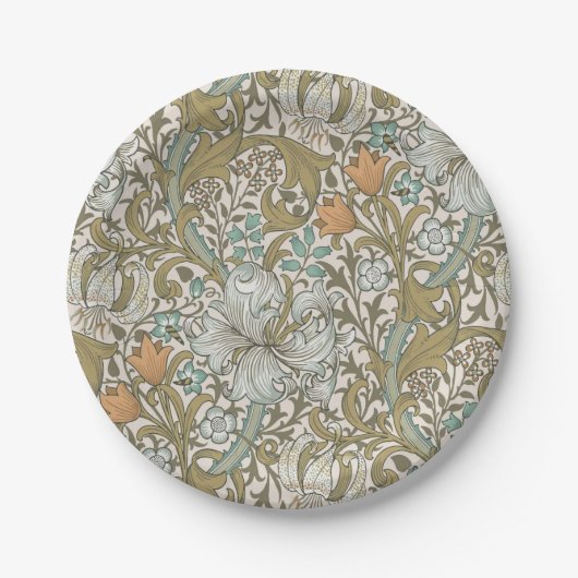 ウィリアムモリスゴールデンリリーブルークラシック金ゴールド ペーパープレート (正面)