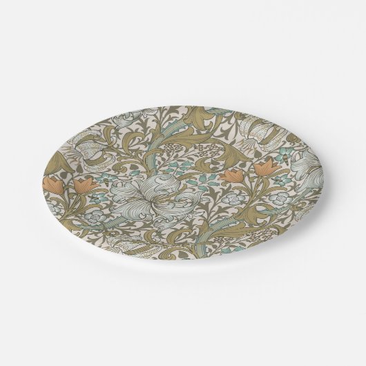 ウィリアムモリスゴールデンリリーブルークラシック金ゴールド ペーパープレート (アングル)