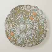 ウィリアムモリスゴールデンリリーブルークラシック金ゴールド ラウンドクッション (正面)