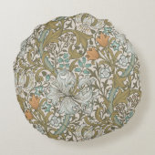 ウィリアムモリスゴールデンリリーブルークラシック金ゴールド ラウンドクッション (裏面)