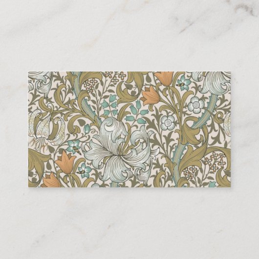 ウィリアムモリスゴールデンリリーブルークラシック金ゴールド 名刺 (裏面)