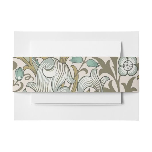 ウィリアムモリスゴールデンリリーブルークラシック金ゴールド 招待状ベリーバンド (正面例)