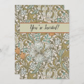 ウィリアムモリスゴールデンリリーブルークラシック金ゴールド 招待状 (正面/裏面)