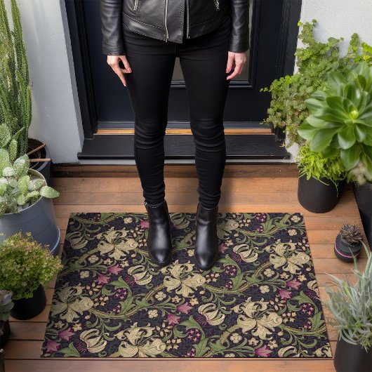 ウィリアムモリスゴールデンリリーヴィンテージパターンの書式 ドアマット