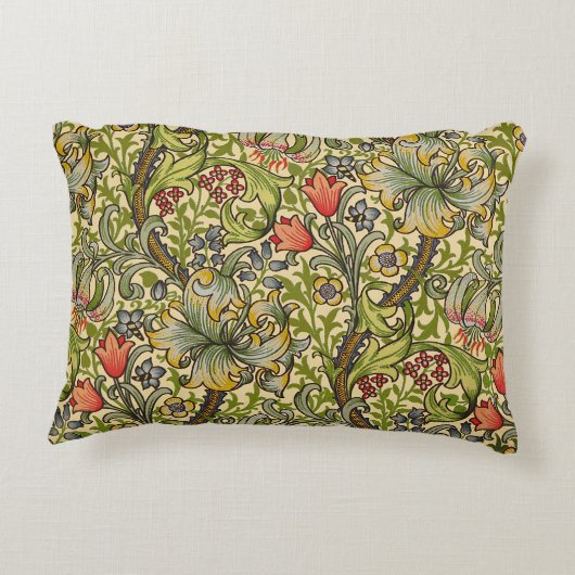 ウィリアムモリスゴールデンリリーヴィンテージフローラデザイン アクセントクッション (裏面)